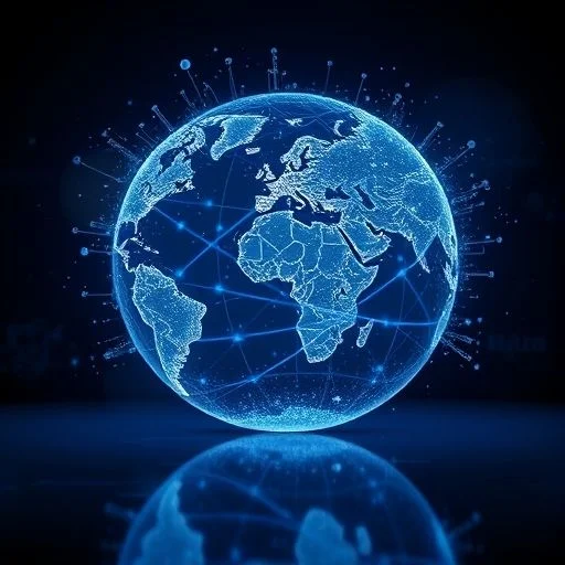 Close-up of glowing interconnected nodes and pulsating data lines